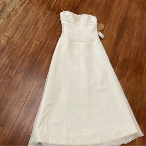 Nwt bridal wedding beach strapless organza chiffon satin dress formal pageant 8